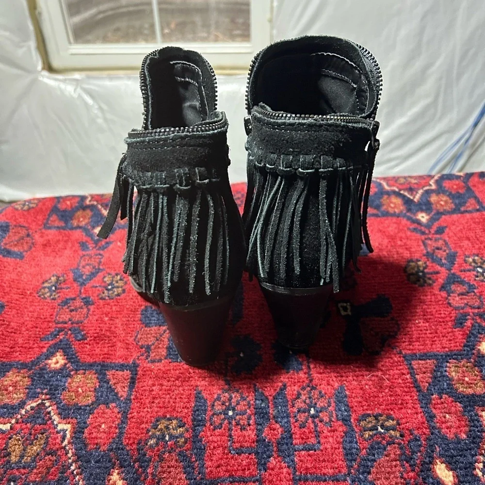 DV by Dolce Vita Black Fringe Ankle Booties